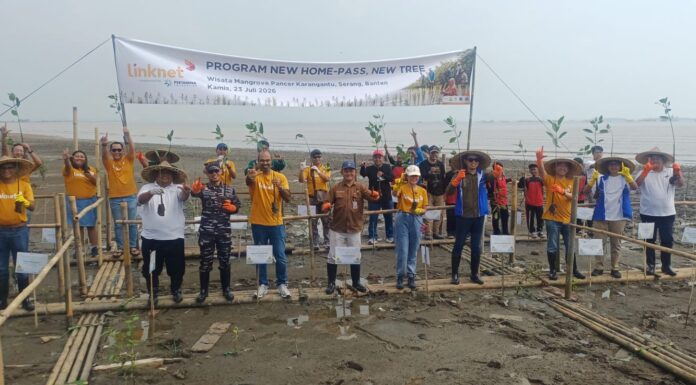 Pertamina Foundation Bersama Linknet dan Pemkot Serang Tanam 5.000 Mangrove
